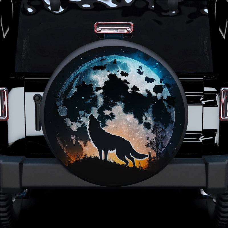 Wolf Shadow Night Sky Big Moon With Star Car Spare Tire Covers Gift For Campers Nearkii