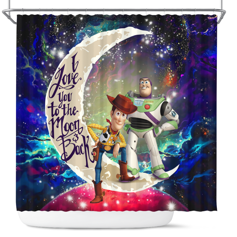 Woody And Buzz Toy Story Love You To The Moon Galaxy Shower Curtain Nearkii