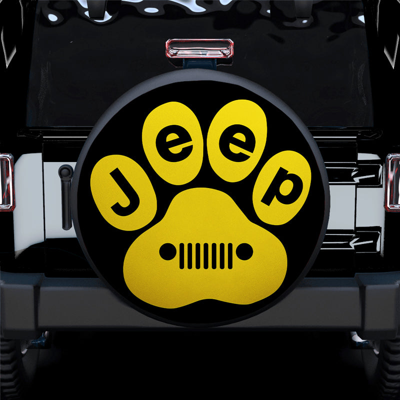 Yellow Jeep Paw Car Spare Tire Covers Gift For Campers