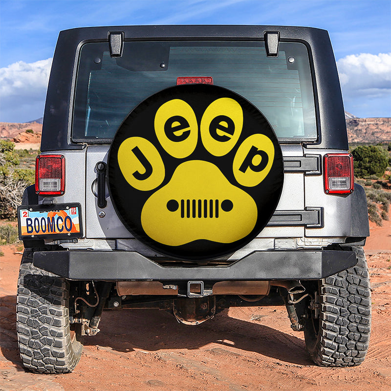 Yellow Jeep Paw Car Spare Tire Covers Gift For Campers