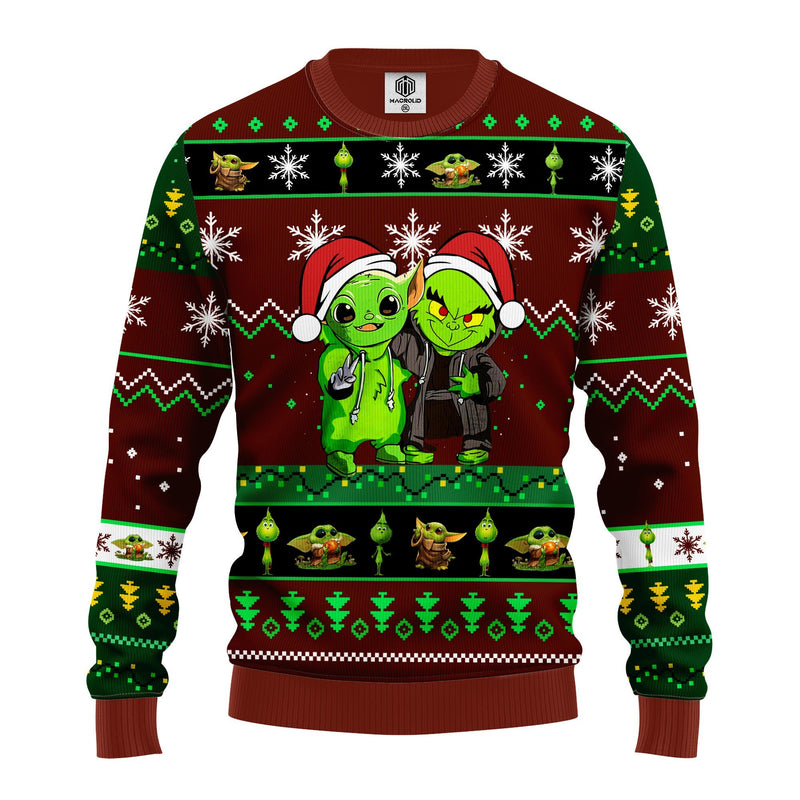 Yoda And Grinch Ugly Christmas Sweater Brown Green 1 Amazing Gift Idea Thanksgiving Gift Nearkii