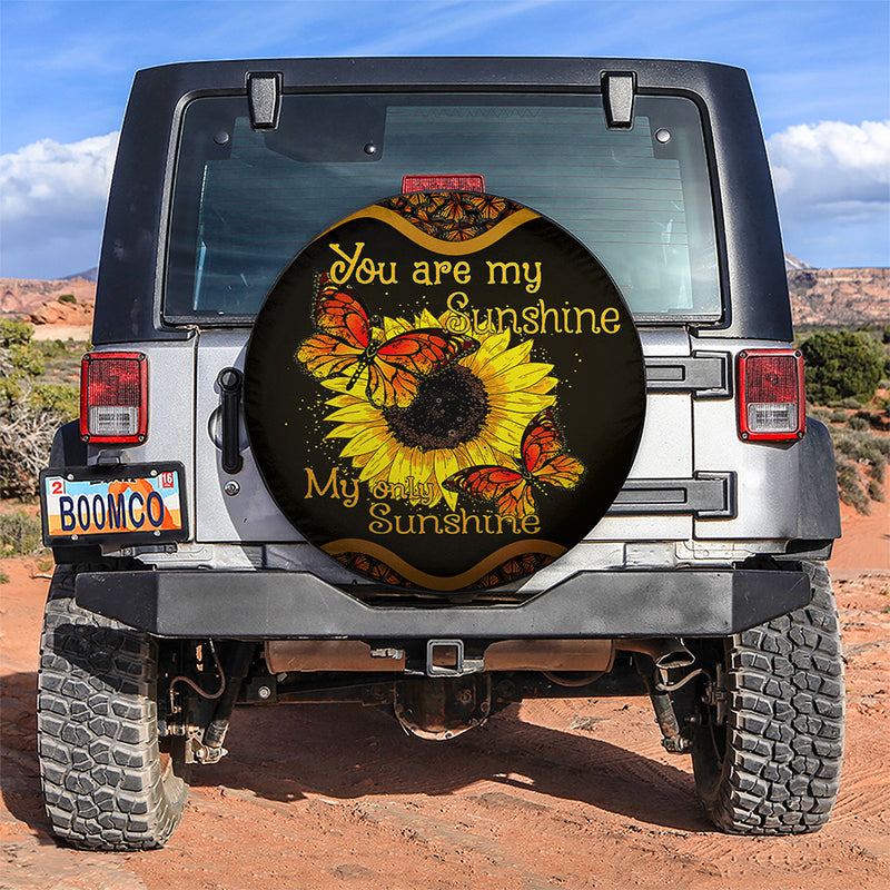 You Are My Sunshine Sunflower Butterfly Car Spare Tire Covers Gift For Campers Nearkii