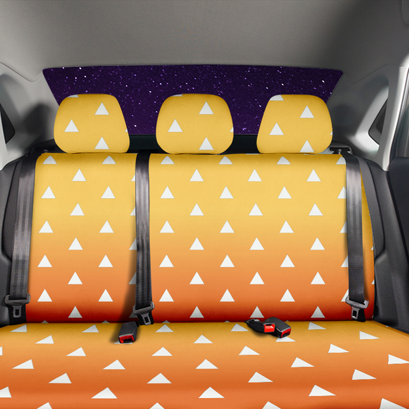 Zenitsu Pattern Demon Slayer Car Back Seat Covers Decor Protectors